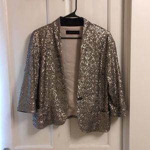 Zara sequin blazer silver